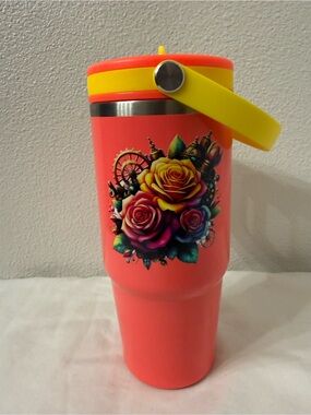 Ashland Stainless Steel Tumbler – Steampunk Floral Print – 20 oz